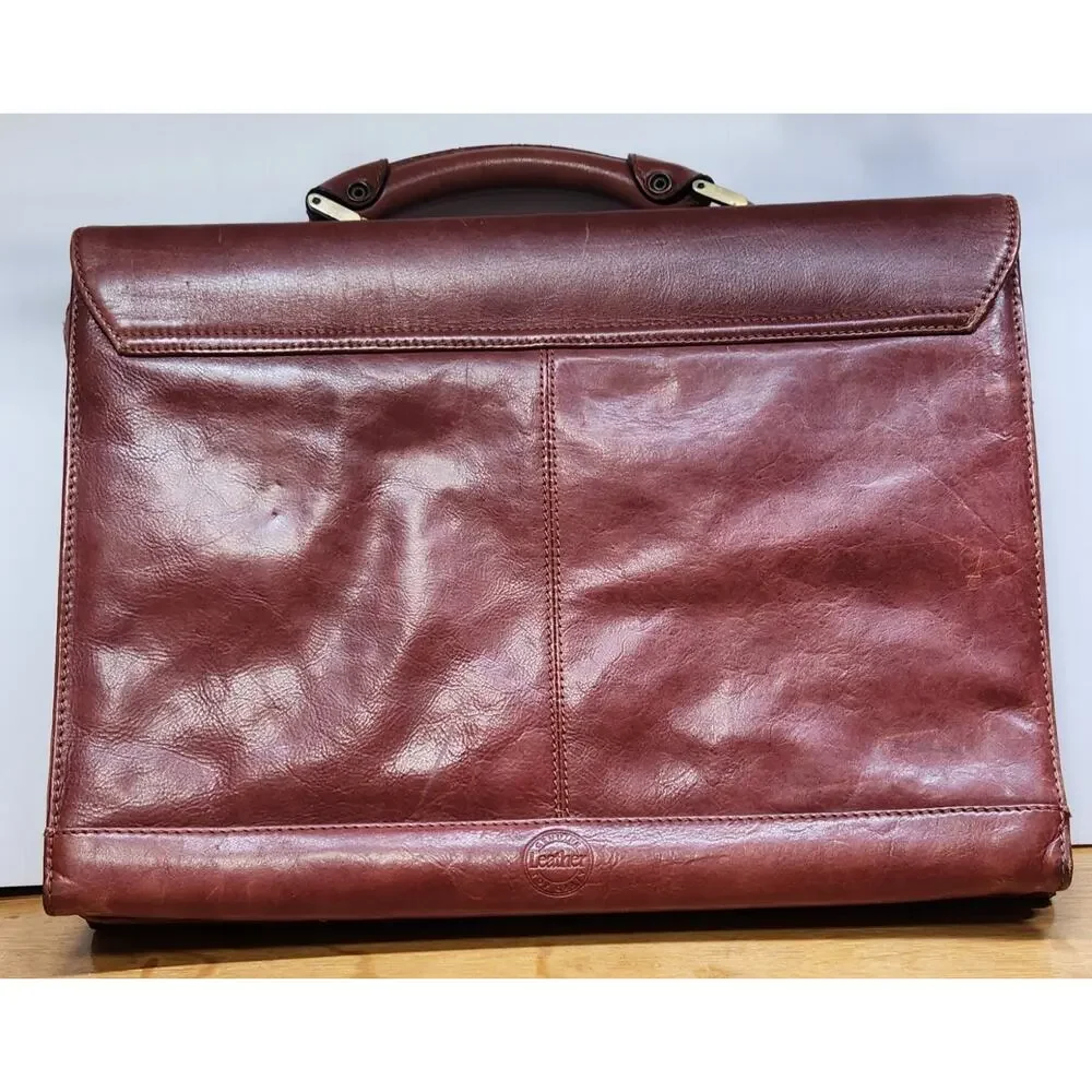 Avenues America Top-Grain Brown Leather‎ Portfolio Briefcase W/Key